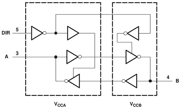 Applikations-Schaltungsdiagramm - Texas Instruments SN74AVC1T45/SN74AVC1T45-Q1 Bus-Transceiver